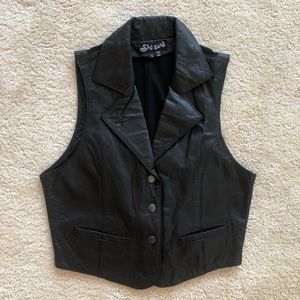 She Said Black Leather Vest - Small